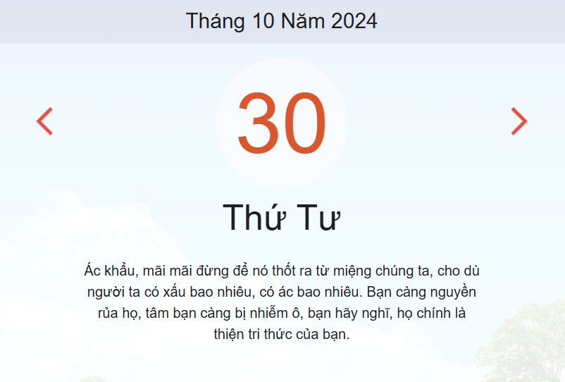 Lịch âm 30/10 - Âm lịch hôm nay 30/10 - lịch vạn niên ngày 30/10/2024