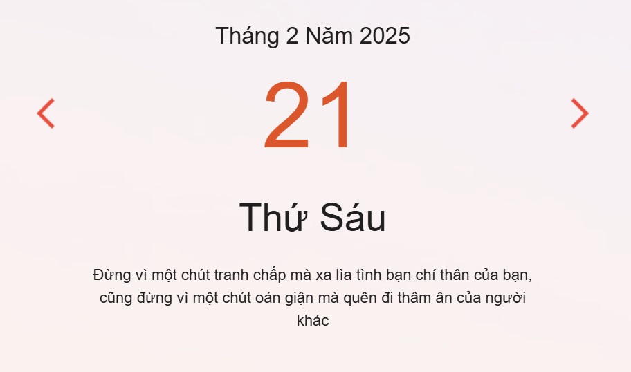 Lịch âm 21/2 chính xác nhất - lịch vạn niên ngày 21/2/2025