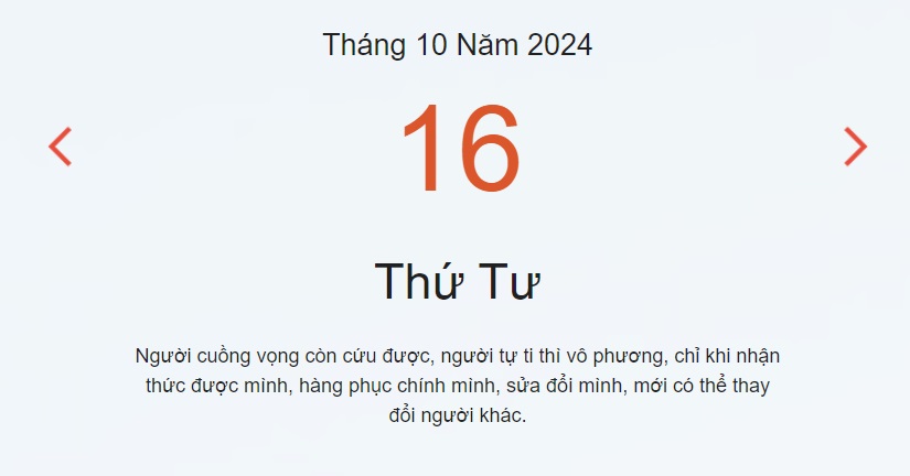 Lịch âm 16/10 - Âm lịch hôm nay 16/10 chính xác - lịch vạn niên 16/10/2024