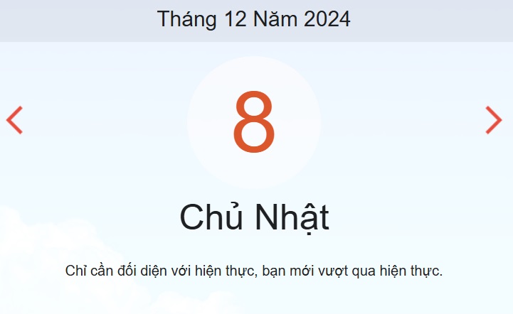 Lịch âm 8/12 - Âm lịch hôm nay 8/12 - lịch vạn niên 8/12/2024