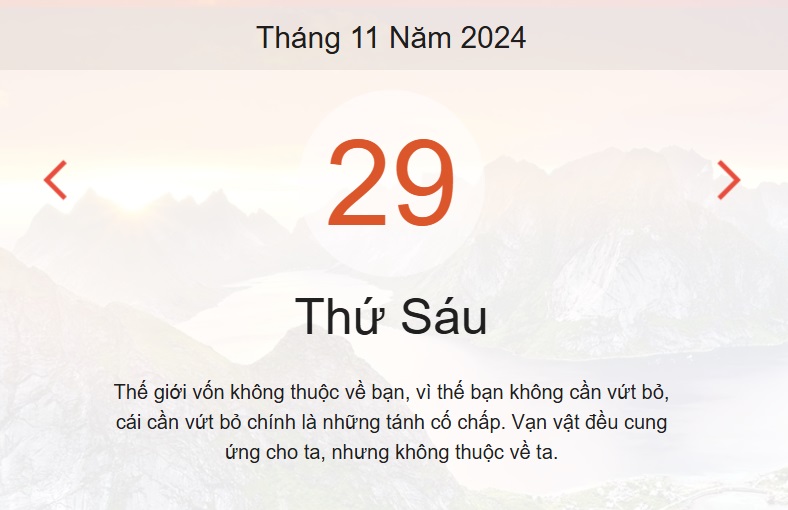 Lịch âm 29/11 - Âm lịch hôm nay 29/11 - lịch vạn niên ngày 29/11/2024