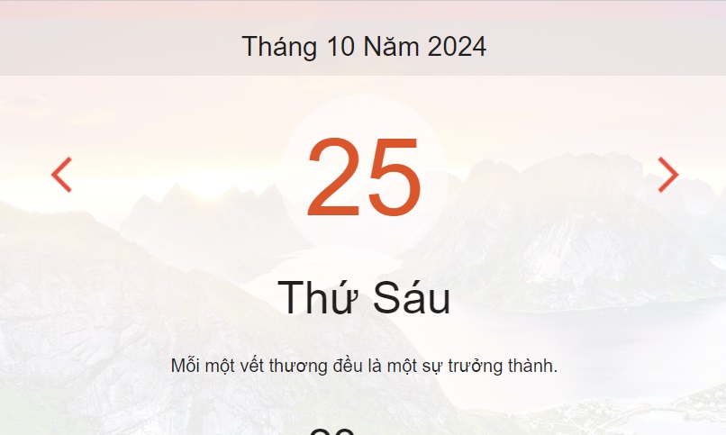 Lịch âm 25/10 - Âm lịch hôm nay 25/10 - lịch vạn niên 25/10/2024