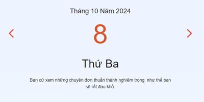 Lịch âm 8/10 - Âm lịch hôm nay 8/10 - lịch vạn niên ngày 8/10/2024