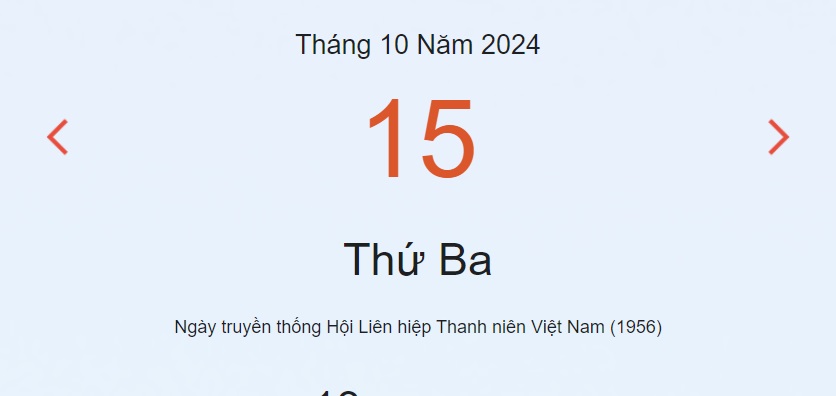 Lịch âm 15/10 - Âm lịch hôm nay chính xác 15/10 - lịch vạn niên 15/10/2024