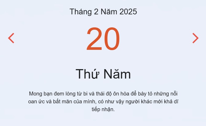 Lịch âm 20/2 chính xác nhất - lịch vạn niên ngày 20/2/2025