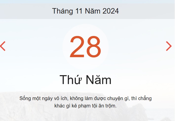 Lịch âm 28/11 - Âm lịch hôm nay 28/11 - lịch vạn niên ngày 28/11/2024