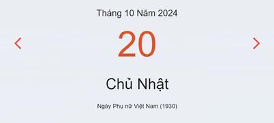 Lịch âm 20/10 - Âm lịch hôm nay 20/10 chính xác nhất - lịch vạn niên ngày 20/10/2024