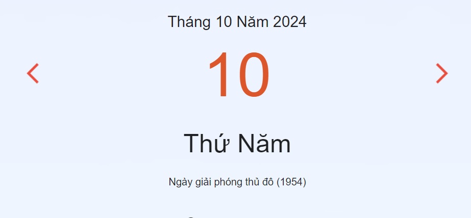 Lịch âm 10/10 - Âm lịch hôm nay 10/10 - lịch vạn niên ngày 10/10/2024