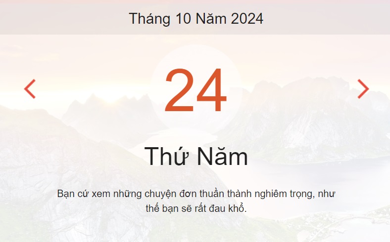 Lịch âm 24/10 - Âm lịch hôm nay 24/10 - lịch vạn niên 24/10/2024