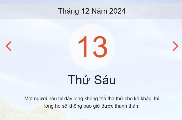 Lịch âm 13/12 - Âm lịch hôm nay 13/12 chính xác - lịch vạn niên ngày 13/12/2024