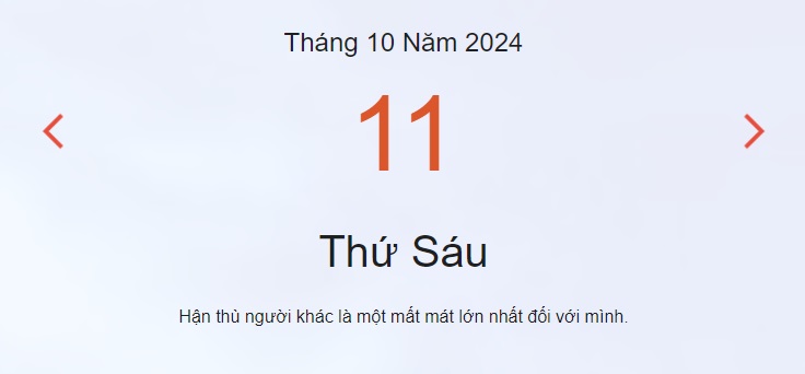 Lịch âm 11/10 - Âm lịch hôm nay 11/10 - lịch vạn niên ngày 11/10/2024