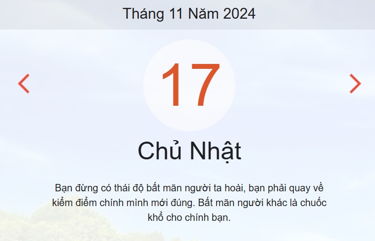 Lịch âm 17/11 - Âm lịch hôm nay 17/11 - lịch vạn niên ngày 17/11/2024