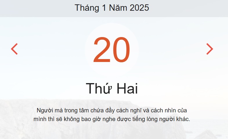 Lịch âm 20/1 chính xác nhất, lịch vạn niên ngày 20/1/2025