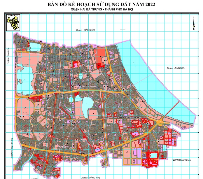 Bản đồ kế hoạch sử dụng đất năm 2022 quận Hai Bà Trưng