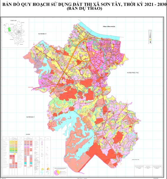 Bản đồ quy hoạch sử dụng đất thời kỳ 2021-2030, thị xã Sơn Tây, thành phố Hà Nội