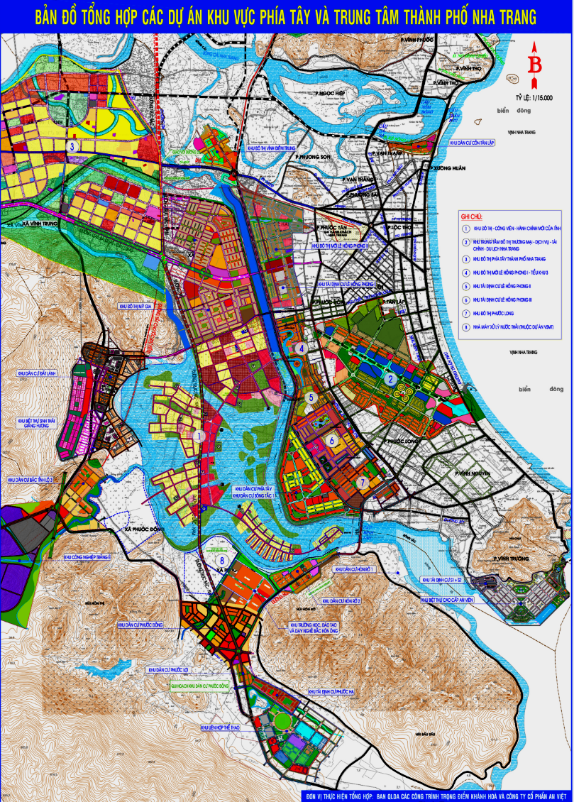 Bản đồ tổng hợp các dự án khu vực phía tây và trung tâm TP Nha Trang