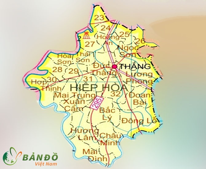 Bản đồ hành chính huyện Hiệp Hòa mới nhất