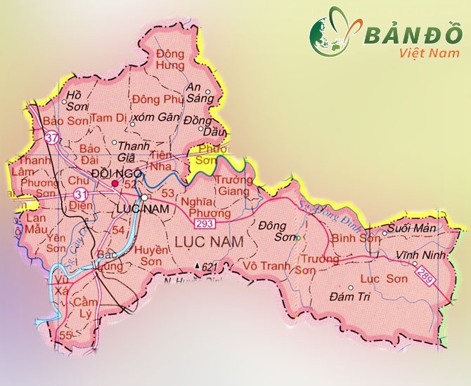 Bản đồ hành chính huyện Lục Nam mới nhất