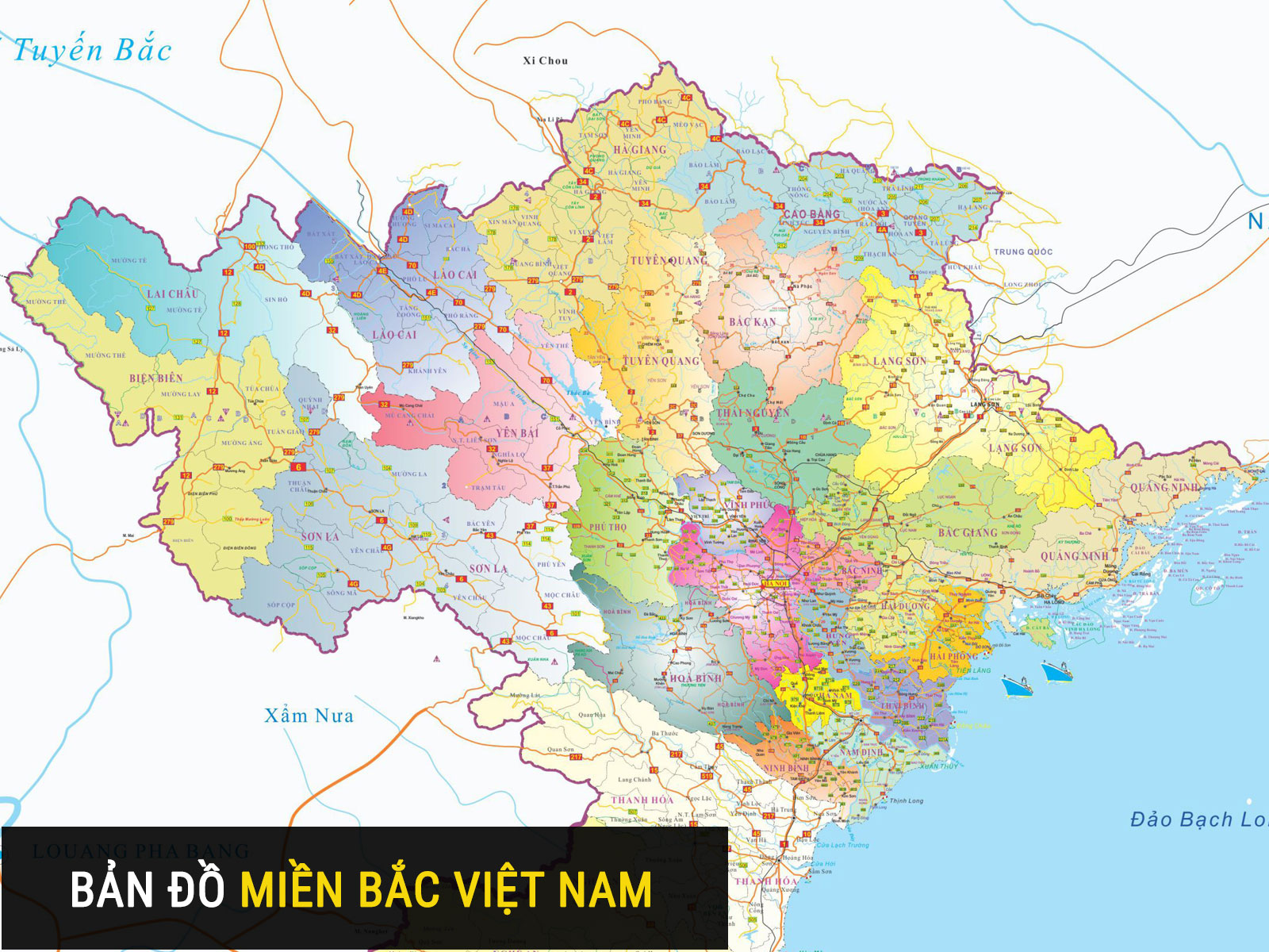 Bản đồ hành chính các tỉnh miền Bắc khổ lớn phóng to 2023