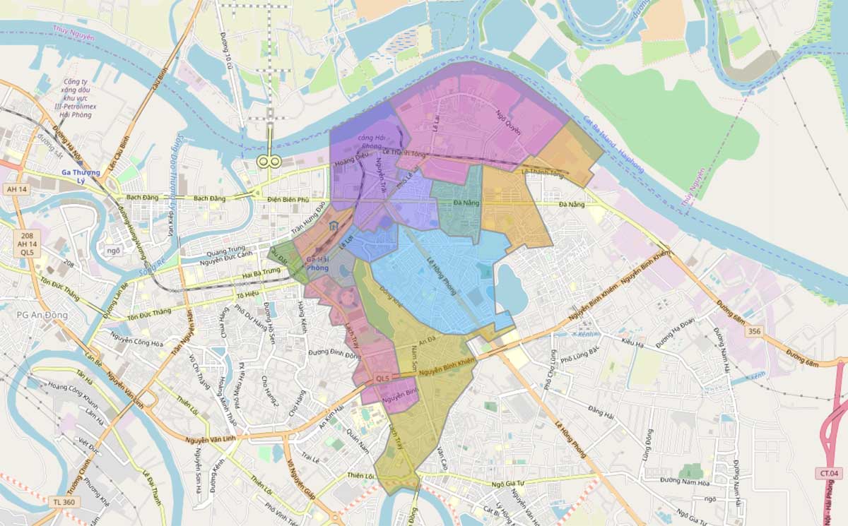 Bản đồ hành chính các phường tại Quận Ngô Quyền năm 2022