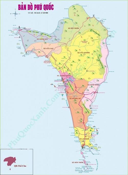 Bản đồ hành chính Thành phố Phú Quốc khổ lớn năm 2021
