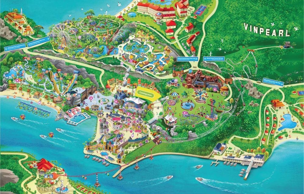 Bản đồ du lịch các khu vui chơi tại Vinpearl Land ở TP Nha Trang