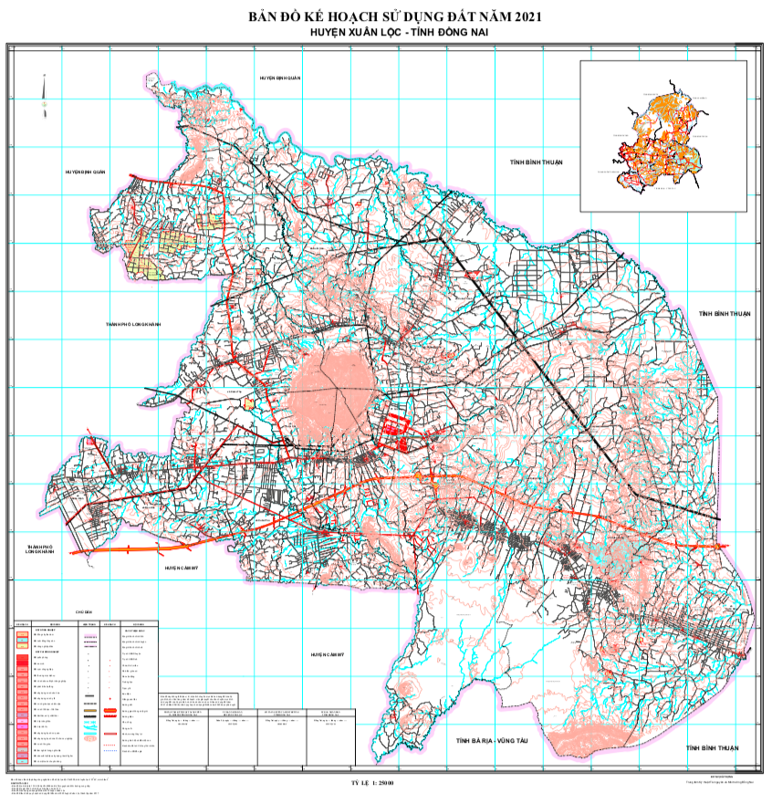 Bản đồ quy hoạch sử dụng đất huyện Xuân Lộc năm 2021