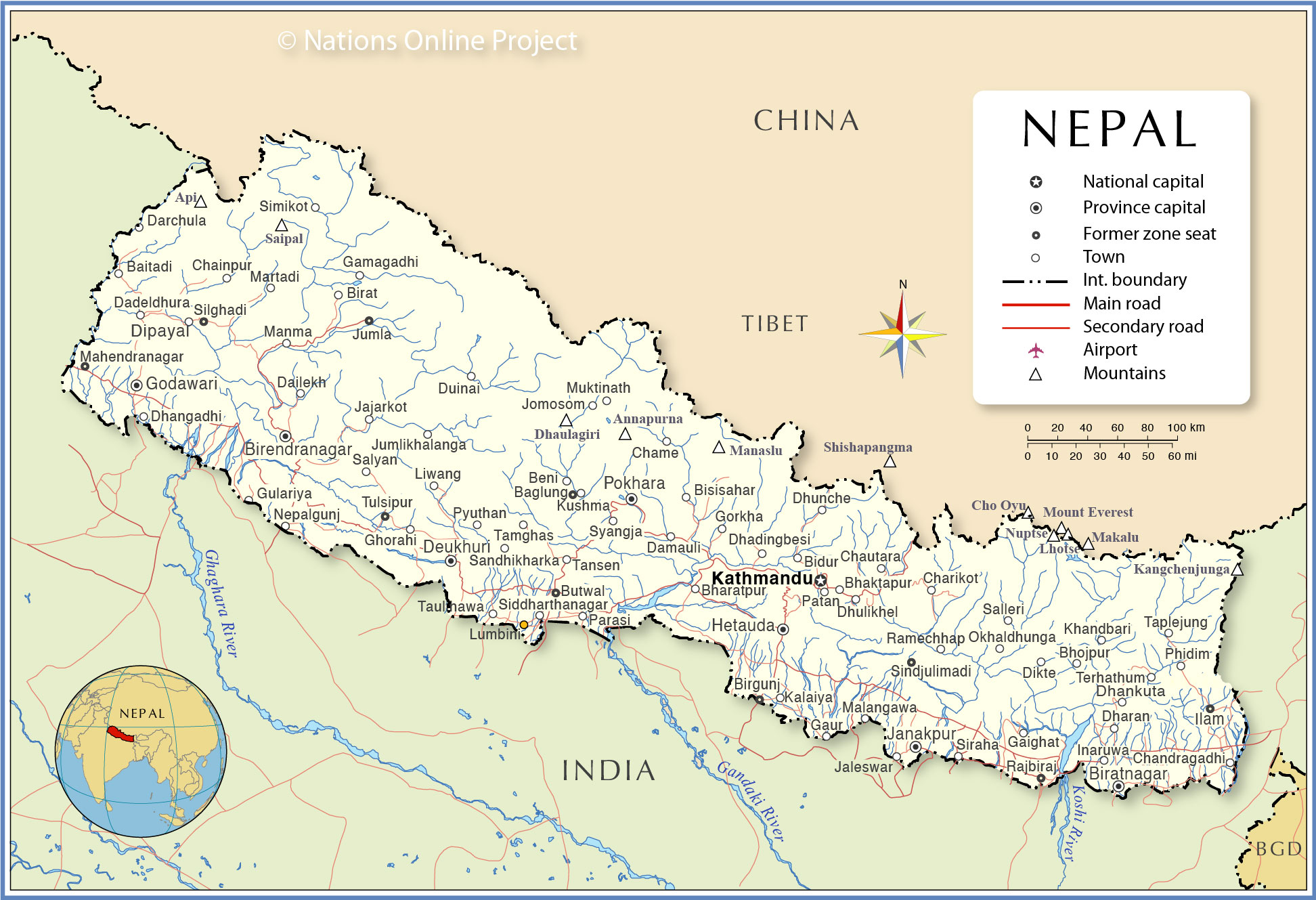 Bản đồ Hành Chính Nước Nepal Nepal Map Khổ Lớn Năm 2022 2517