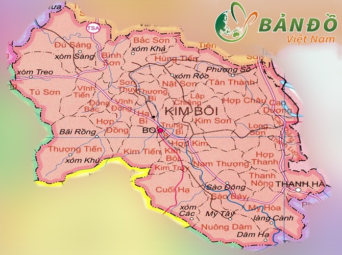 Bản đồ hành chính huyện Kim Bôi