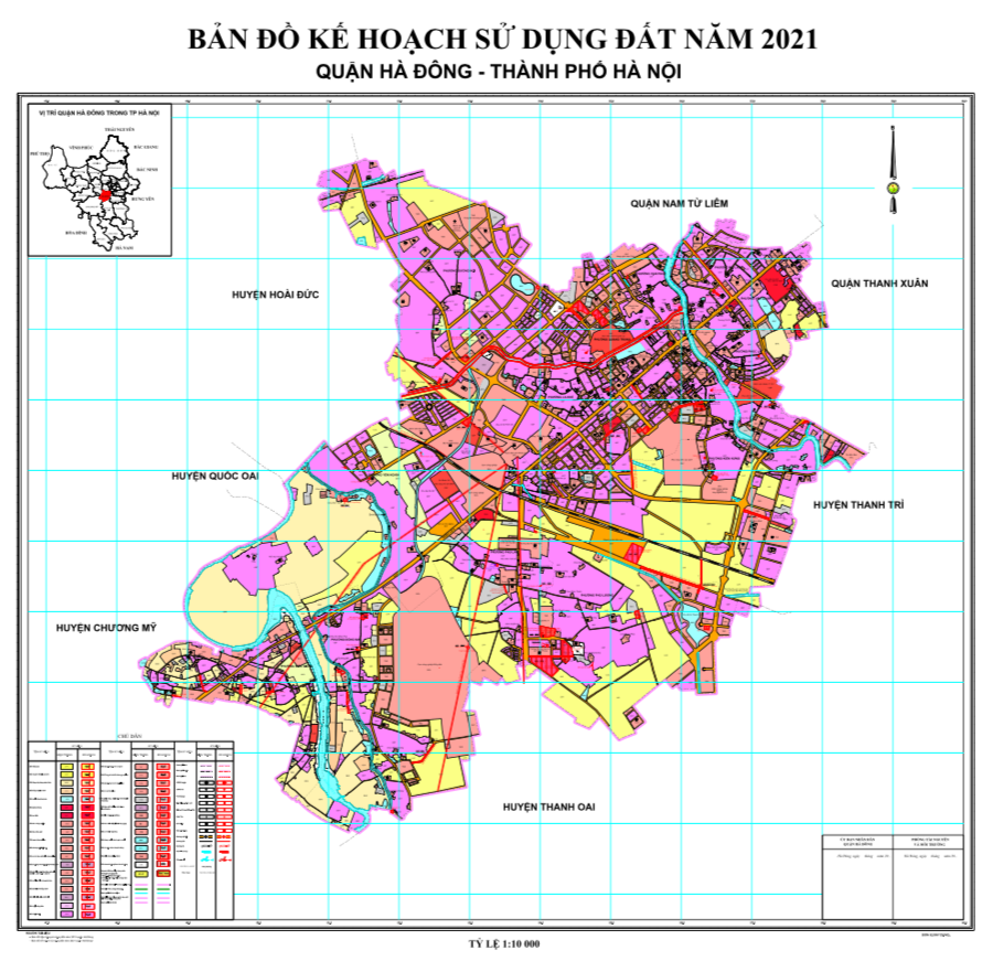 Bản đồ kế hoạch sử dụng đất đến năm 2021 tại Quận Hà Đông