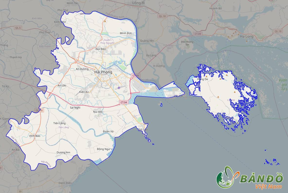 Bản đồ Thành phố Hải Phòng ở trên nền tảng Open Street Map