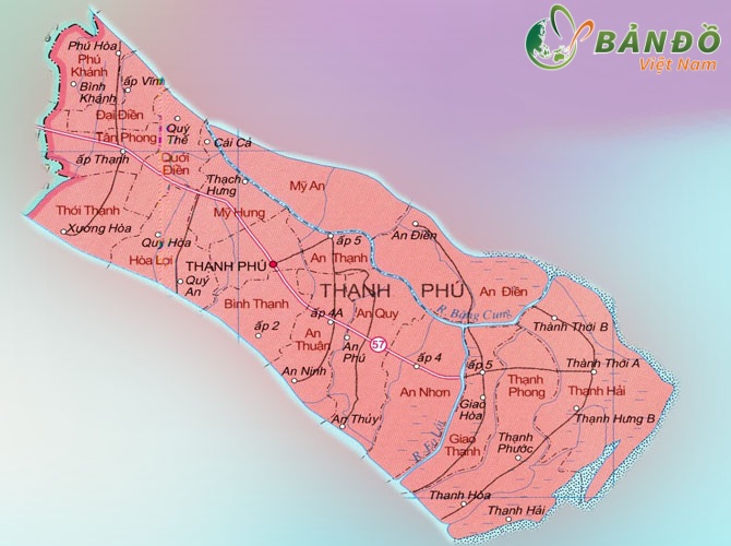 Bản đồ Hành chính tỉnh Bến Tre khổ lớn mới nhất 2024