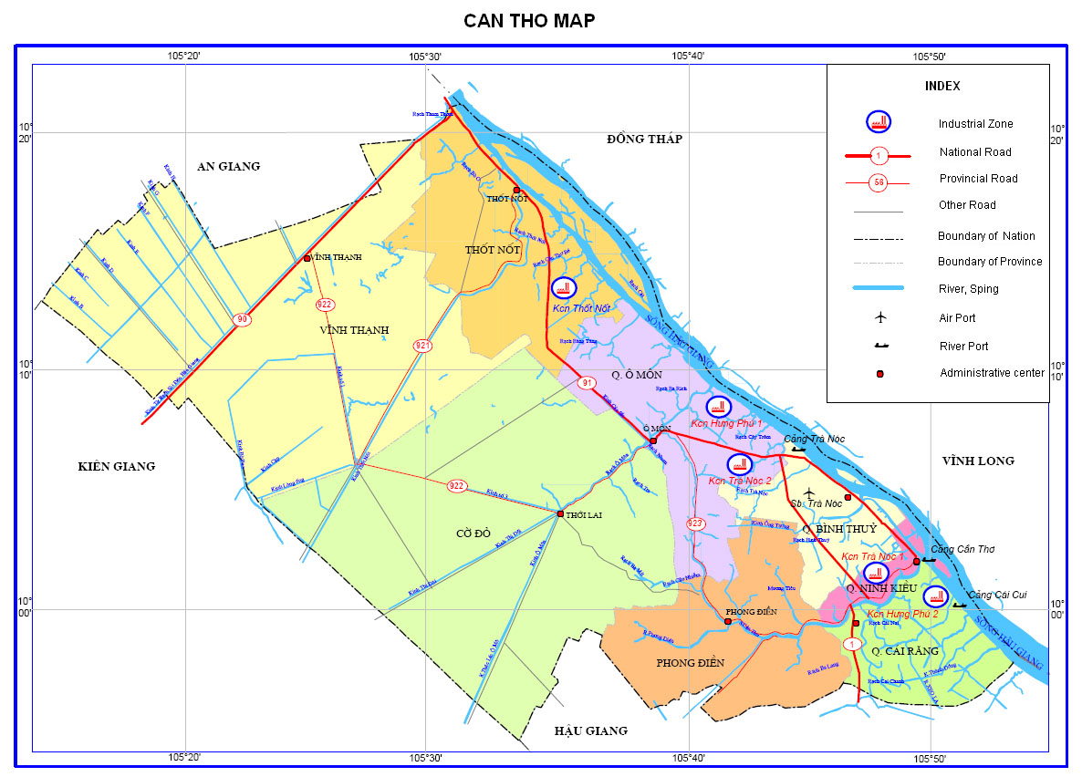 Vị trí Quận Cái Răng ở trên bản đồ Thành phố Cần Thơ