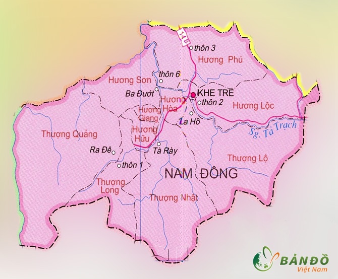 Bản đồ huyện Nam Đông