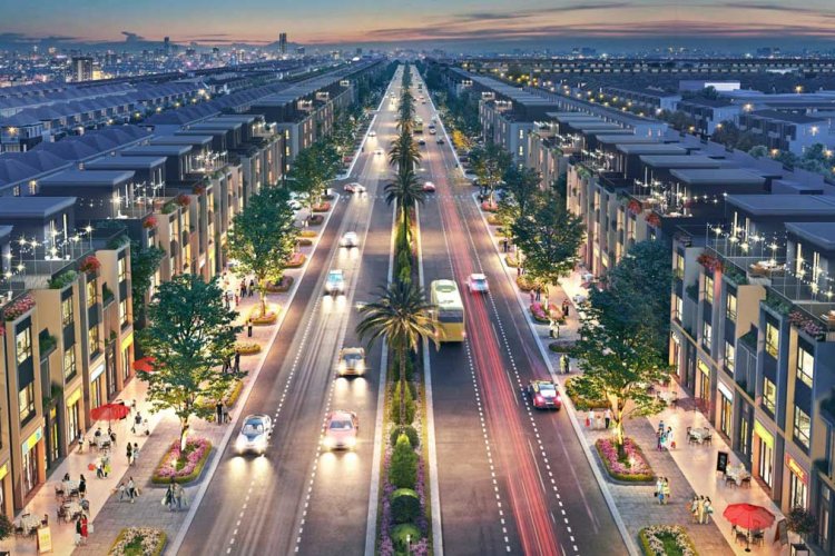 Phối cảnh đại lộ Vàng Goldsilk Boulevard (có tổng chiều dài 2km, quy hoạch lộ giới 34m với 6 làn xe)