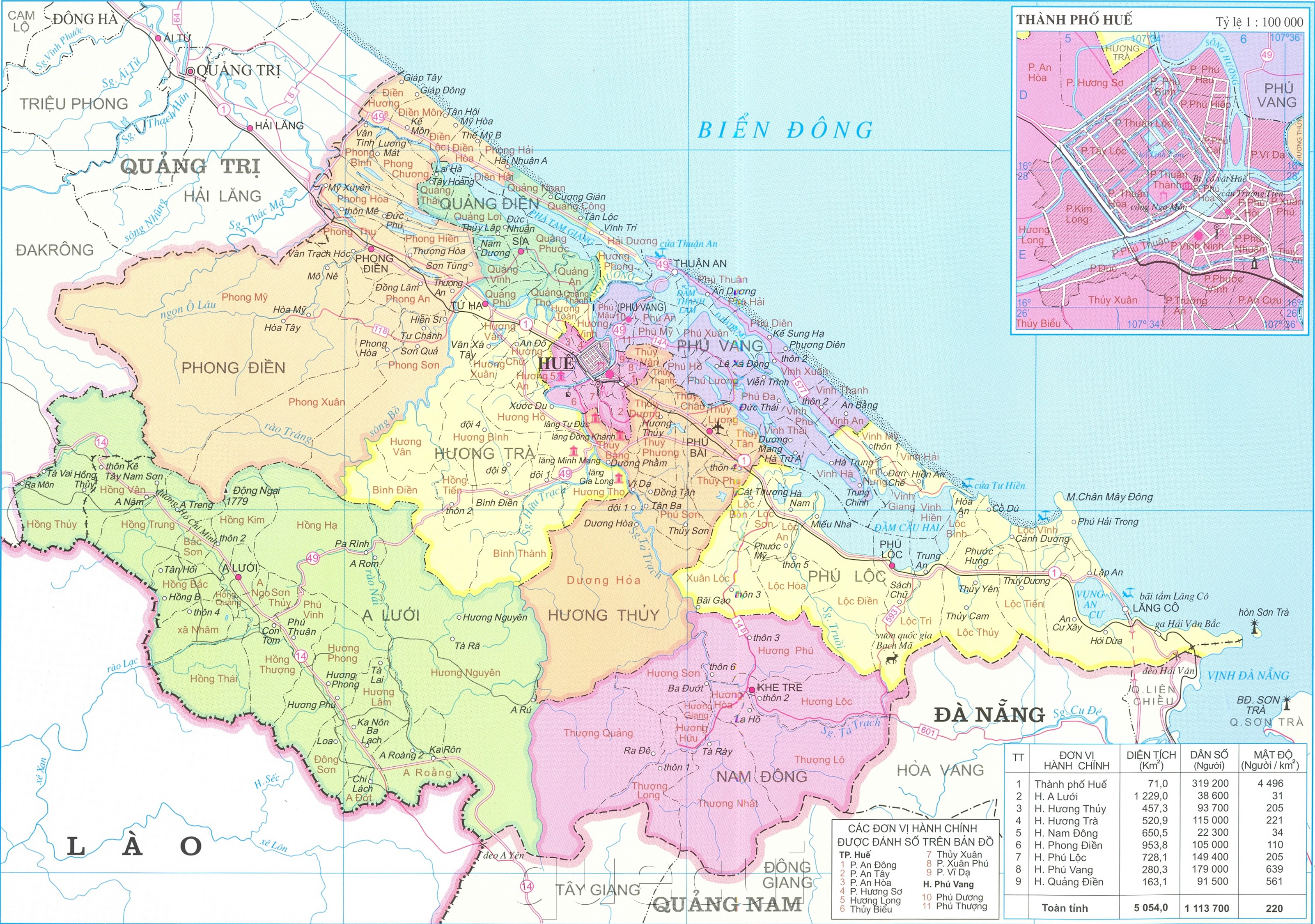Cập nhật thông tin về các đơn vị hành chính tại Thừa Thiên - Huế với bản đồ hành chính tỉnh mới nhất